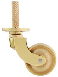 Solid Brass English-Style Caster with 1 1/4" Brass Wheel